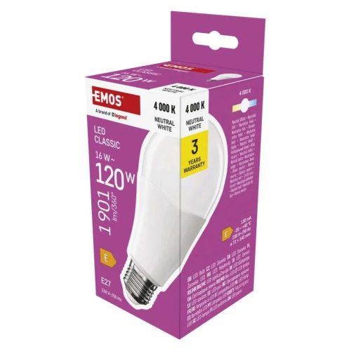  LED izzó Classic A70 / E27 / 16 W (120 W) / 1901 lm / Természetes fehér ZQ5E73