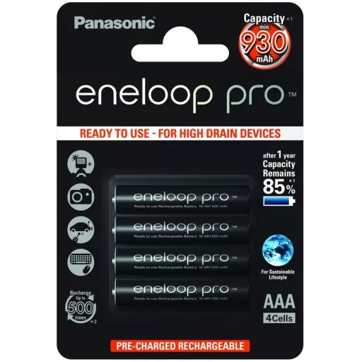 Panasonic eneloop Pro 930mAh HR03/4BP BK-4HCDE/4CP EKO NiMh mikro akkumulátor AAA tölthető elem