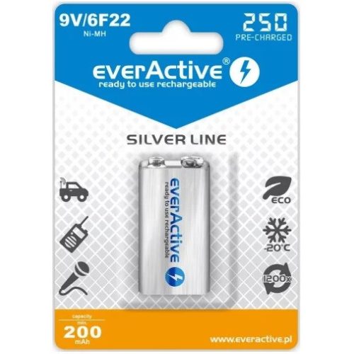 everActive 9V 250mAh HR22 tölthető elem