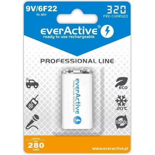 everActive 320mAh HR22 tölthető hasáb 9V elem