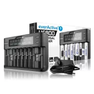   everActive UC800 1,2V/3,6V/3,7V Li-ion/LiFePO4/Li-HV/Ni-Mh AA ceruza AAA mikro C baby D góliát 9V elem töltő