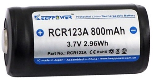 KeepPower RCR123A 3,7V 800mAh védelemmel ellátott 16340 Li-ion akkumulátor