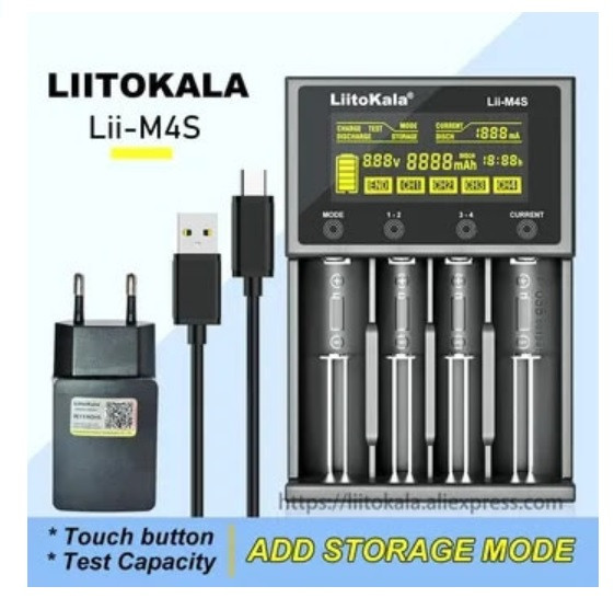 LiitoKala Lii-M4S Li-Ion/Ni-Mh/Ni-CD USB LCD intelligens elem töltő