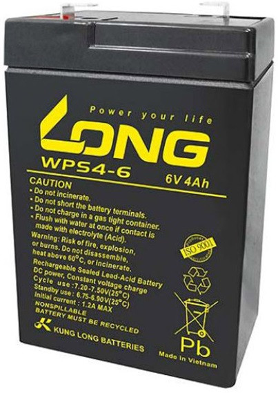 Long WPS4-6 6V 4Ah zárt ólomsavas akkumulátor