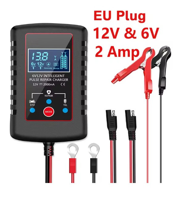 12V 2A 6V 2A 2-20Ah intelligens akkumulátor töltő