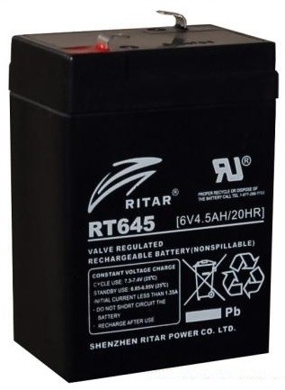 Ritar RT645 6V 4,5Ah zárt ólomsavas akkumulátor
