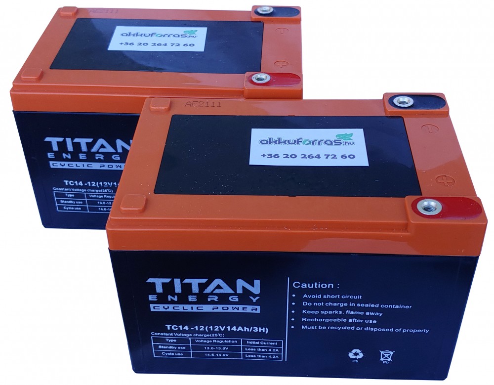 Titan Energy TC14-12 24V 14Ah csavaros ciklikus elektromos kerékpár akkumulátor