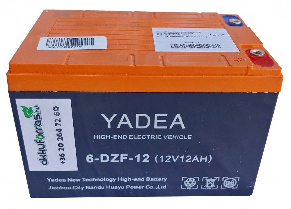YADEA 6-DZF-12 12V 12Ah GRAPHENE elektromos kerékpár akkumulátor